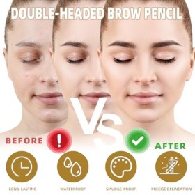 Crayon à sourcils microblading à double extrémité, 2 en 1 eye-liner pour le maquillage, Crayon Sourcil imperméable pour créer