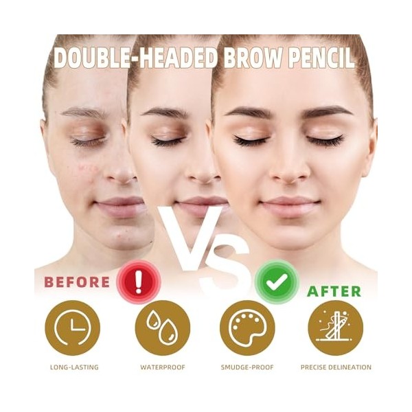 Crayon à sourcils microblading à double extrémité, 2 en 1 eye-liner pour le maquillage, Crayon Sourcil imperméable pour créer
