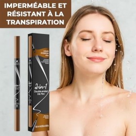 LAXISCREED Crayon Sourcil Waterproof Longue Tenue 2 en 1, Double Embout avec Crayon à Sourcil Microblading 4 Pointes et Eyeli