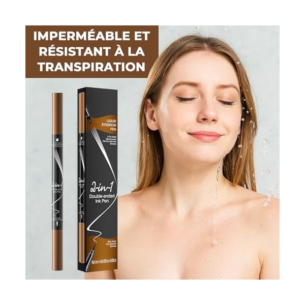 LAXISCREED Crayon Sourcil Waterproof Longue Tenue 2 en 1, Double Embout avec Crayon à Sourcil Microblading 4 Pointes et Eyeli