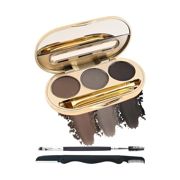 Eyebrow Powder Kit,3 Couleurs Eyebrow Powder Palette,Sourcils Maquillage Longue Tenue Waterproof,Facile a Colorer,Eyebrow Col
