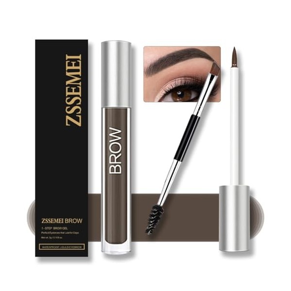 Gel Sourcils Imperméable à Tenue Longue, Maquillage Sourcils Liquide Teinté Intense, Résistant à la Transpiration, Effet Natu