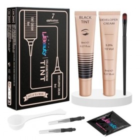Libeauty Lash Tint Black, Kit de teinture pour cils, La teinture noire naturelle pour sourcils dure jusquà 4 semaines, facil