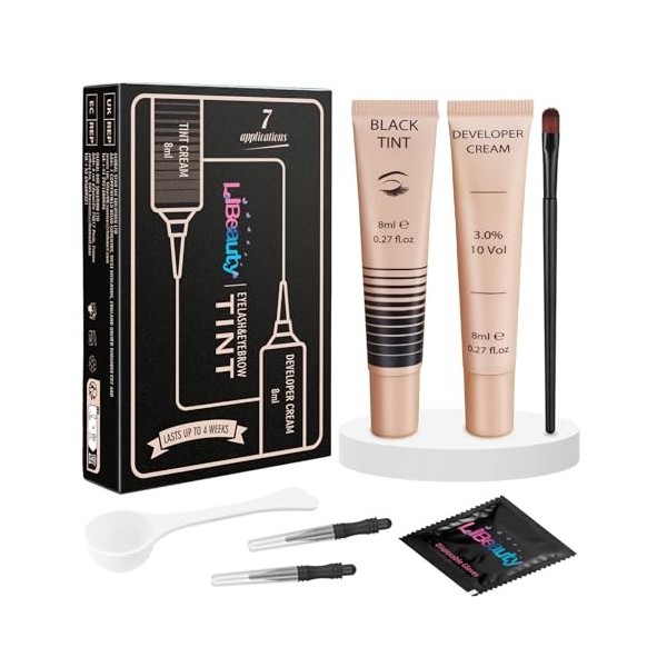 Libeauty Lash Tint Black, Kit de teinture pour cils, La teinture noire naturelle pour sourcils dure jusquà 4 semaines, facil