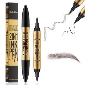 2 En 1 Crayon à sourcils liquide, 3D Tatouage Crayon à Sourcils Crayon Imperméable & Longue Durée Sourcil pour le Maquillage 