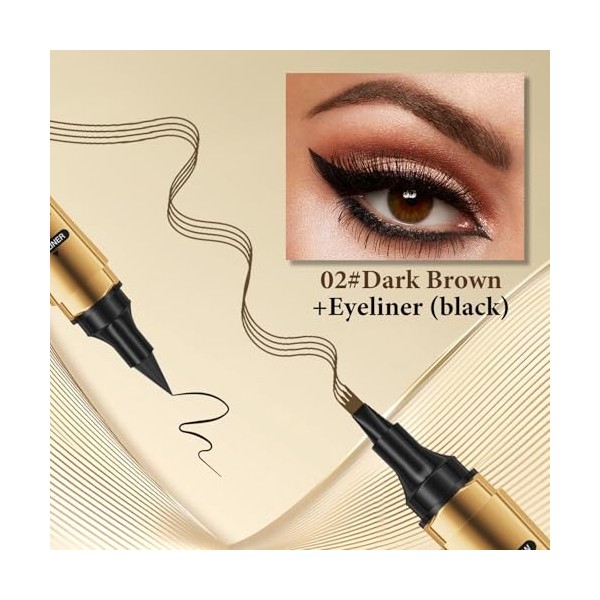 2 En 1 Crayon à sourcils liquide, 3D Tatouage Crayon à Sourcils Crayon Imperméable & Longue Durée Sourcil pour le Maquillage 