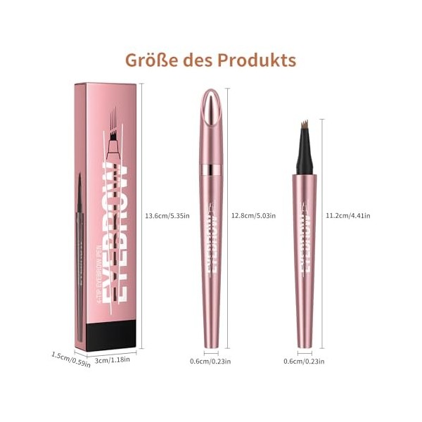 Crayon à sourcils magique 3D avec 4 pointes fourchettes, imperméable et résistant à la transpiration, naturel imperméable et
