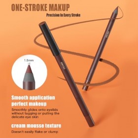 Pinkiou 5pcs Crayon Gel Yeux Effet Tatouage, Eyeliner Crayon Waterproof, eyeliner professionnel, crayon à sourcils longue ten