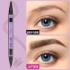iMethod Microblading Crayon à sourcils double extrémité 2 en 1 avec 4 micro pointes fourchues et pointe pinceau précise pour