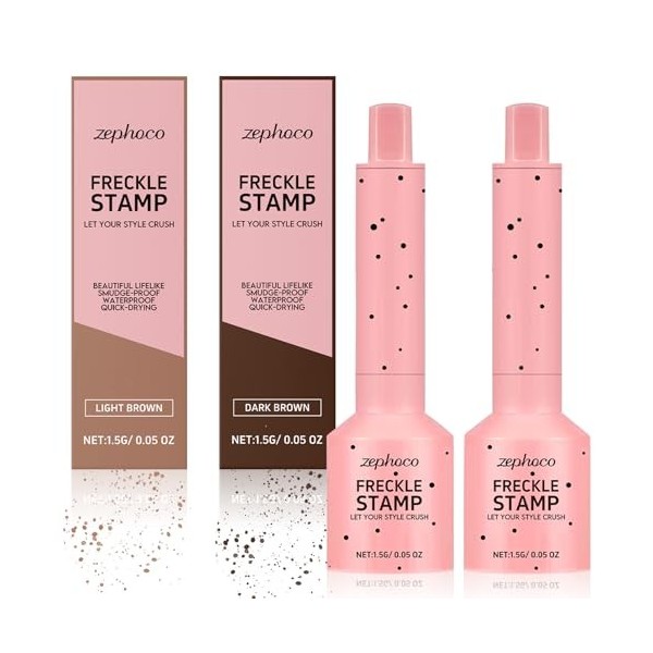 2pcsTache de Rousseur,Freckles Pen, Tampon pour Taches de Rousseur,Stylo Maquillage Freckle,Appli-cation par Pression,Longue 