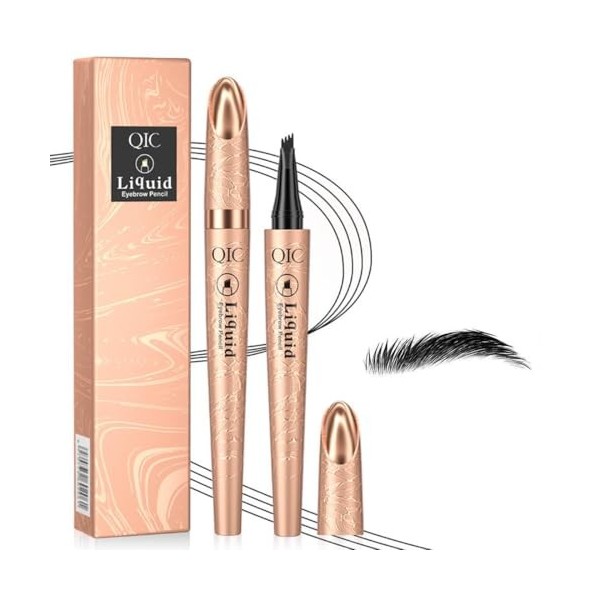 Crayon à sourcils magique avec 4 pointes microfourchues – 3D Crayon Sourcil Microblading Résistant à Leau, Stylo à sourcils 