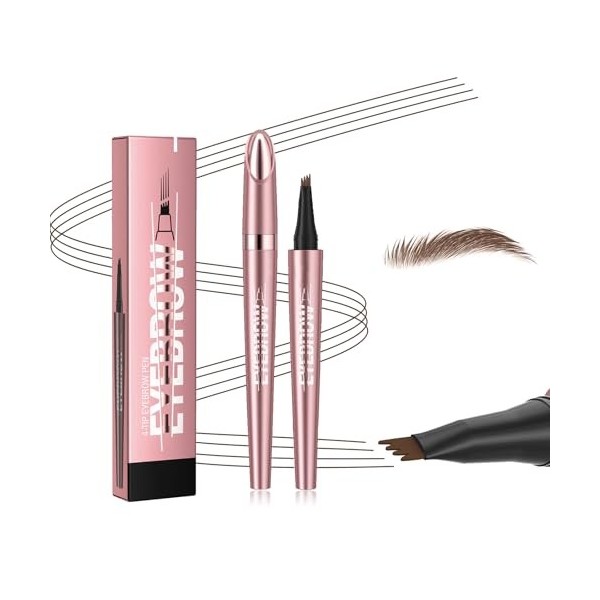 TENGWA 2 Pièces Microblading Crayon Sourcil Maquillage Longue Tenue Eyebrow Pencil Brun Foncé Crayon Maquillage 3D Waterproof