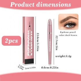 TENGWA 2 Pièces Microblading Crayon Sourcil Maquillage Longue Tenue Eyebrow Pencil Brun Foncé Crayon Maquillage 3D Waterproof
