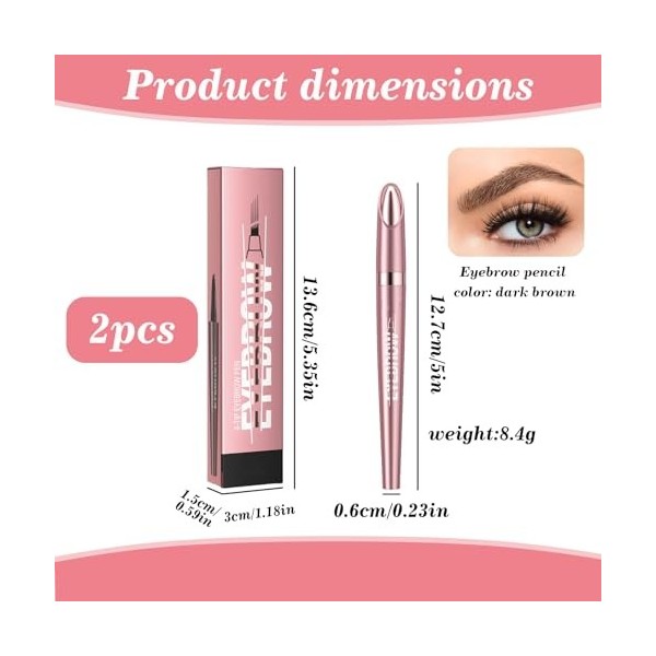 TENGWA 2 Pièces Microblading Crayon Sourcil Maquillage Longue Tenue Eyebrow Pencil Brun Foncé Crayon Maquillage 3D Waterproof