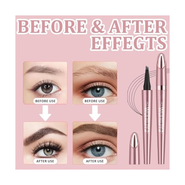 Crayon Sourcil Waterproof, Crayon à Sourcils Magique, Crayon à sourcils magique avec 4 pointes microfourchues, Eyebrow Pencil
