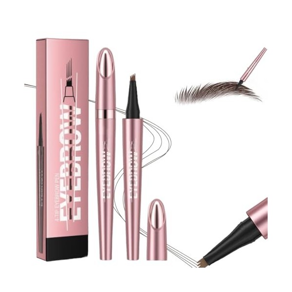 Crayon à Sourcils 3D Magique Waterproof, Micro Crayon à 4 Pointes Fourchette, Crayon Sourcil Naturel et Durable pour Sourcils