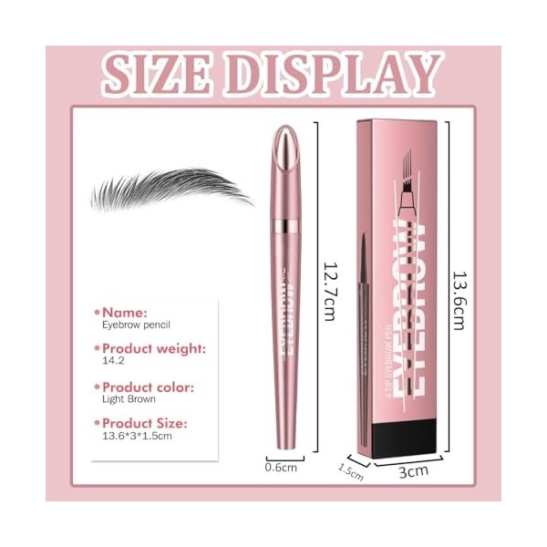 Crayon à Sourcils 3D Magique Waterproof, Micro Crayon à 4 Pointes Fourchette, Crayon Sourcil Naturel et Durable pour Sourcils