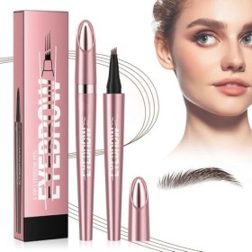 Crayon à Sourcils Waterproof Imperméable avec ​4 Micro-Fourchettes Ultra-Précises​ – ​Stylo Sourcil Effet Poil​ 3D, Résistant