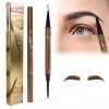 Crayon Sourcil Waterproof Crayons à Sourcils Liquide Maquillage Eyebrow Pencil 3D Microblading avec 4 Pointes de Fourchette B