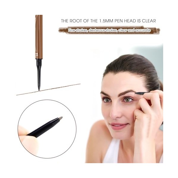 Crayon Sourcil Waterproof Crayons à Sourcils Liquide Maquillage Eyebrow Pencil 3D Microblading avec 4 Pointes de Fourchette B