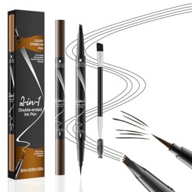 MisFun Longue Durée Crayon Sourcil, Crayon à Sourcil Magique 3D Imperméable Avec 4 Pointes de Fourchette, Microblading Eyebro