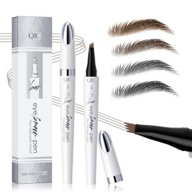 Crayon à sourcils avec 4 pointes micro-fourchettes, naturel imperméable et durable, pour les hommes et les femmes, aspect nat