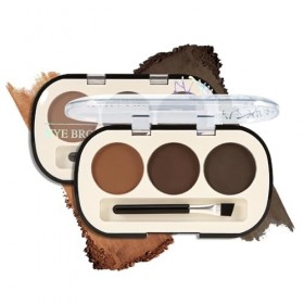 Apooliy Kit de maquillage à sourcils 3 couleurs, palette de sourcils longue durée, poudre de remplissage de sourcils avec pin