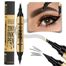 Crayon à sourcils liquide, 3D Tatouage Crayon à Sourcils avec 4 conseils Crayon Imperméable & Longue Durée Sourcil pour le Ma