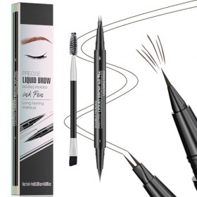 XFSRG Crayon Sourcil 2-en-1Eyeliner Liquide Double Extrémité 2 Pointes Fourchette Avec Brosse Waterproof Anti-Sueur Pour Sour
