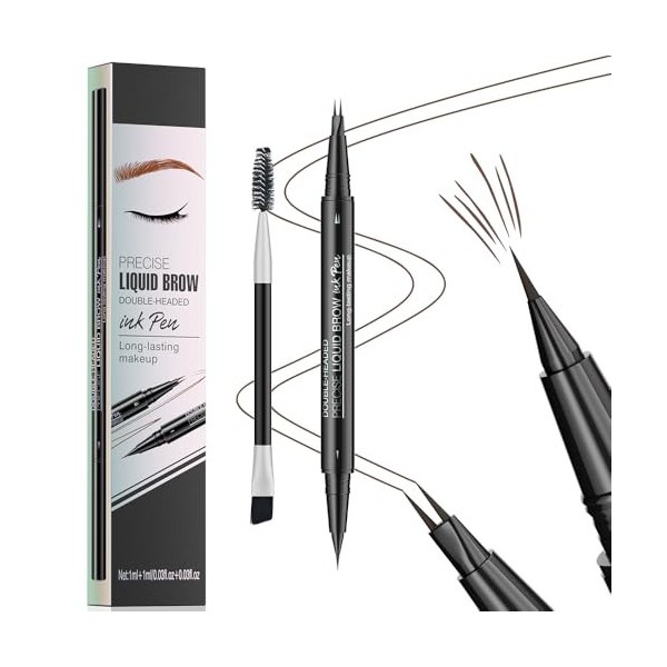 XFSRG Crayon Sourcil 2-en-1Eyeliner Liquide Double Extrémité 2 Pointes Fourchette Avec Brosse Waterproof Anti-Sueur Pour Sour