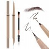 Boobeen 2PCS Microblading Eyebrow Pencil, stylo à sourcils à pointe fine 2 en 1 et brosse Spoolie, résistant à leau et aux b