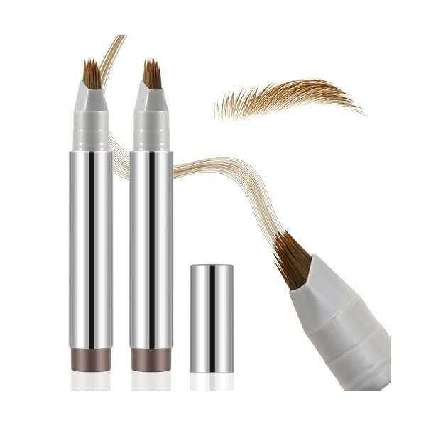 Boobeen 2pcs Brow Fection Eyebrow Pen, crayons à sourcils liquides pour femmes, pinceau angulaire imperméable pour des traits