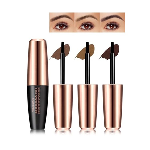 3 Couleurs Gel Sourcils Peel Off, Teinture Sourcils Tattoo Longue Durée, Waterproof et Anti-transfert, Durée de Vie de 3 Jour