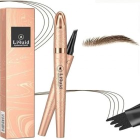 Crayon à sourcils liquide, Crayon à sourcils waterproof avec 4 pointes micro-fourches, Teinte à sourcils longue durée Pour un