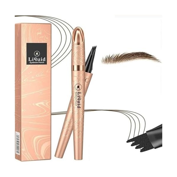Crayon à sourcils liquide, Crayon à sourcils waterproof avec 4 pointes micro-fourches, Teinte à sourcils longue durée Pour un