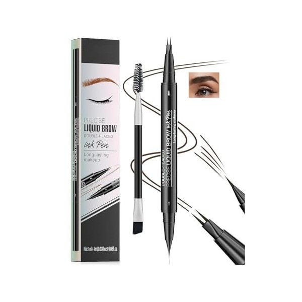 Brosse à sourcils étanche 2 en 1 avec double pointe – Micro-fourchette et brosse précise pour des sourcils naturels ressembla
