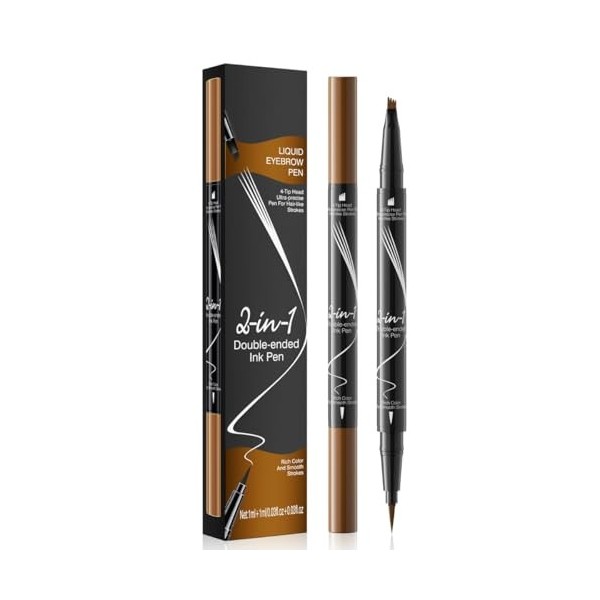 KARLOR Crayon à sourcils liquide 2 en 1 avec 2 pointes, crayon à sourcils pour aiguiser les sourcils, crayons à sourcils, rés