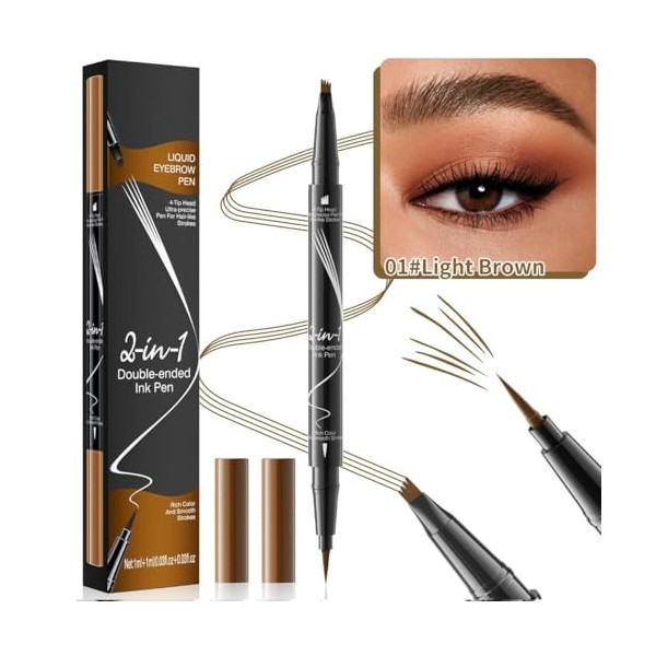 KARLOR Crayon à sourcils liquide 2 en 1 avec 2 pointes, crayon à sourcils pour aiguiser les sourcils, crayons à sourcils, rés