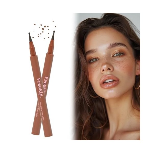Freckle Pen Lot de 2 Stylo Tache de Rousseur, Stylo à Point Imperméable pour un Maquillage Naturel et Réaliste, Doux et Durab
