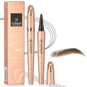 Crayon à sourcils magique avec 4 pointes microfourchues – 3D Crayon Sourcil Microblading Résistant à Leau, Stylo à sourcils 