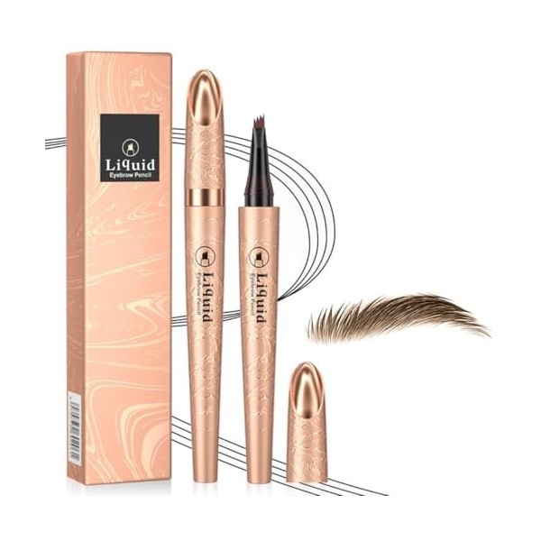 Crayon à sourcils magique avec 4 pointes microfourchues – 3D Crayon Sourcil Microblading Résistant à Leau, Stylo à sourcils 