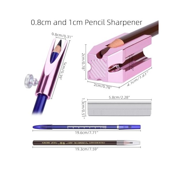 ATOMUS Eyebrow Makeup Sharpener Set 0.8cm and 1cm pencil Sharpener 10pcs Eyebrow Trimmer Brown and Black Eyebrow Pencil Set f