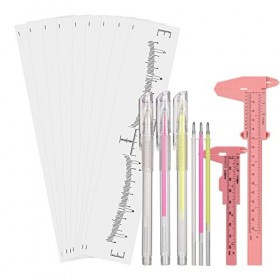 ATOMUS Microblading Eyebrow Positioning Set 50pcs Disposable Adhesive Eyebrow Sticker Ruler Guide 2pcs Large Vernier Calipers