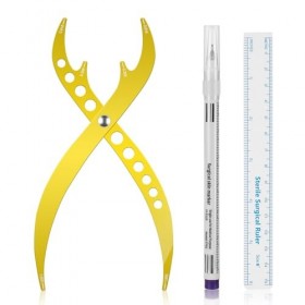 ATOMUS Règle de tatouage à sourcils en acier inoxydable - Outil de maquillage avec stylo de marque - Pointe de 0,5 mm - Outil