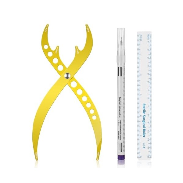 ATOMUS Règle de tatouage à sourcils en acier inoxydable - Outil de maquillage avec stylo de marque - Pointe de 0,5 mm - Outil
