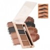 Boobeen Palette de 4 couleurs de poudre à sourcils pour femmes, maquillage de poudre à sourcils mate longue durée, kit de con