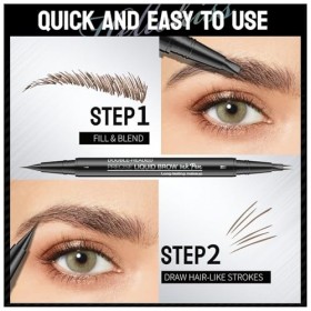 2 en 1 Crayon à sourcils incurvé et pinceau à double extrémité, pinceau de précision avec pointe micro-fourchette et pinceau 