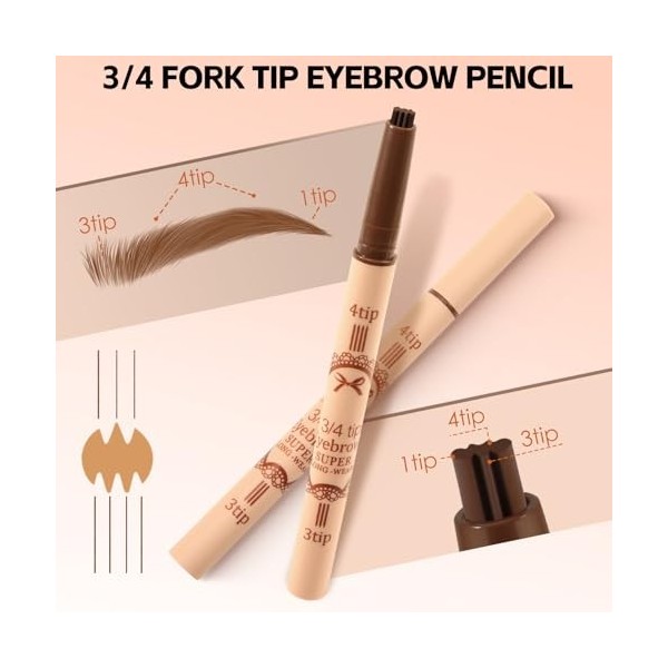 Boobeen Crayon À Sourcils - Stylo À Sourcils À Pointe Fourchue 3/4, Stylo À Sourcils Imperméable Longue Tenue, Traceur De Pré...