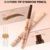 Boobeen Crayon À Sourcils - Stylo À Sourcils À Pointe Fourchue 3/4, Stylo À Sourcils Imperméable Longue Tenue, Traceur De Pré...