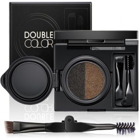 AmiCera Kit de pommade à sourcils en gel 2 couleurs, palette de teinture à coussin dair 3 en 1, imperméable, anti-taches, ét